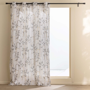 Rideau à œillets 140 x 240 cm – Polycoton imprimé métallisé – Modèle Roseris sur Mon Linge de Maison Rideau à œillets 140 x 240 cm – Polycoton imprimé métallisé – Modèle Roseris