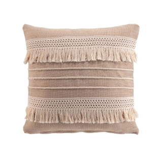 Coussin déhoussable à franges 45 x 45 cm – Coton polyester fantaisie – CIRRUS sur Mon Linge de Maison Coussin déhoussable à franges 45 x 45 cm – Coton polyester fantaisie – CIRRUS