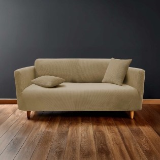 Housse de canapé extensible 225 x 245 x 60 cm – Polyester gaufré uni – Modèle SACHA