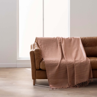 Plaid LILIA 240 x 260 cm – 100 % coton – Plaid à franges Mocha