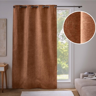 Rideau occultant à œillets 135 x 260 cm Velouris Camel effet velours sur Mon Linge de Maison Rideau occultant à œillets 135 x 260 cm Velouris Camel effet velours