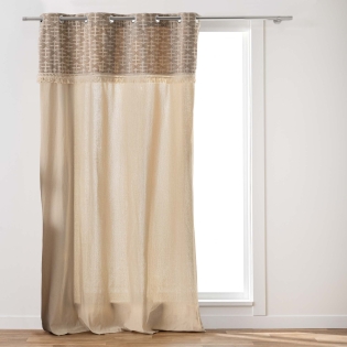 Rideau à œillets 140 x 240 cm coton/polyester top jacquard frange Domino