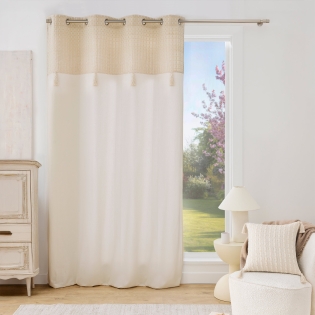 Rideau à œillets 140 x 240 cm Perla coton/polyester avec haut jacquard et fils métallisés