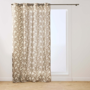 Rideau à œillets 140 x 240 cm polycoton imprimé métallisé Mickie Noisette