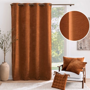 Rideau à œillets 140 x 260 cm Velours chenille COSI Terracotta sur Mon Linge de Maison Rideau à œillets 140 x 260 cm Velours chenille COSI Terracotta