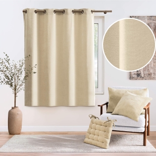 Rideau à œillets 140 x 180 cm Velours chenille COSI Naturel sur Mon Linge de Maison Rideau à œillets 140 x 180 cm Velours chenille COSI Naturel