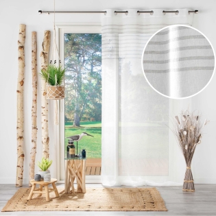 Voilage à œillets – 140 x 240 cm – voile tissé – top rayé – MEDINA