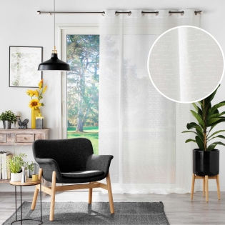 Voilage à œillets – 140 x 240 cm – effet lin tissé – fils coupés – CYRIELLE