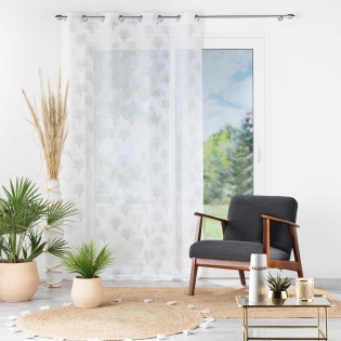 Voilage à œillets 140 x 240 cm voile sable imprimé métallisé Arcadie