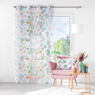 Voilage à œillets 140 x 240 cm - voile sablé imprimé Indiana