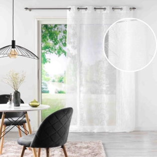 Voilage à œillets 140 x 240 cm brodé – EDENIA Blanc