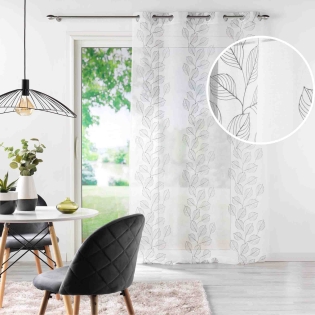 Voilage à œillets 140 x 240 cm brodé – EDENIA Gris