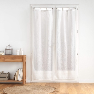 Paire de panneaux droits à œillets bois 2 x 70 x 200 cm – Voile tissé Minalisa Blanc