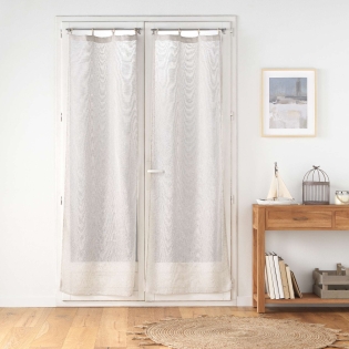 Paire de panneaux droits à œillets bois 2 x 70 x 200 cm – Voile tissé Minalisa Beige
