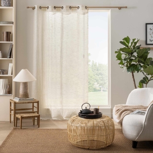 Voilage à œillets 137 x 260 cm Kalia — polyester effet lin fantaisie