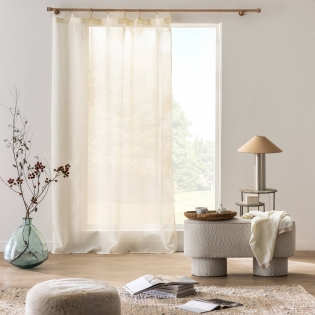 Voilage à anneaux 140 x 240 cm Blanc/Or tissé à fils métallisés – SUNLINE