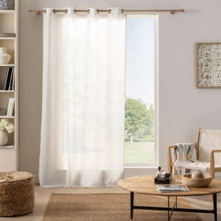 Voilage à œillets 140 x 240 cm - Effet lin tissé YOKO Blanc