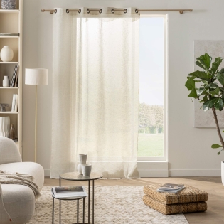 Voilage à œillets 137 x 280 cm — Polyester effet lin fantaisie Noa