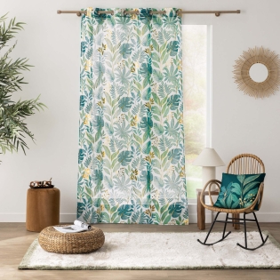 Voilage à œillets 140 x 240 cm - Voile sablé imprimé métallisé ALOHA