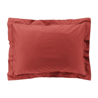 Taie d’oreiller volant plat – 50 x 70 cm – percale unie 78 fils – point bourdon – Terracotta