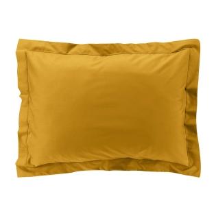 Taie d’oreiller volant plat – 50 x 70 cm – percale unie 78 fils – point bourdon – Curry