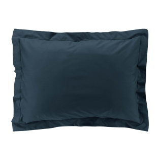 Taie d’oreiller volant plat – 50 x 70 cm – percale unie 78 fils – point bourdon – Bleu