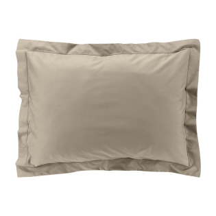 Taie d’oreiller volant plat – 50 x 70 cm – percale unie 78 fils – point bourdon – Sable