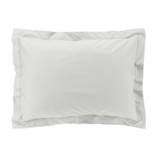 Taie d’oreiller volant plat – 50 x 70 cm – percale unie 78 fils – point bourdon –Blanc