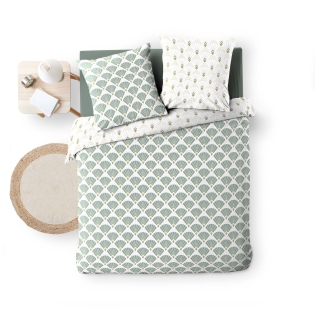Housse de couette 240 x 220 cm + 2 taies – Microfibre imprimée DIANE – Réversible sur Mon Linge de Maison Housse de couette 240 x 220 cm + 2 taies – Microfibre imprimée DIANE – Réversible