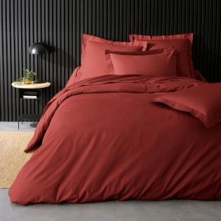 Housse de couette 2 personnes 240 x 220 cm – Percale de coton 78 fils – Terracotta