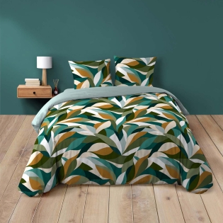 Housse de couette 200 x 200 cm coton 42 fils imprimé Swan + 2 taies