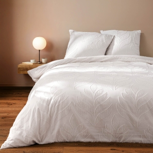 Parure de lit 3 pièces 240 x 220 cm microfibre unie tuftée CALITA Blanc