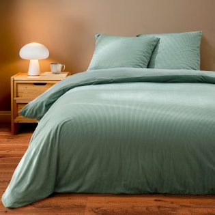 Parure de lit 3 pièces 240 x 220 cm velours côtelé uni Casual Cèdre