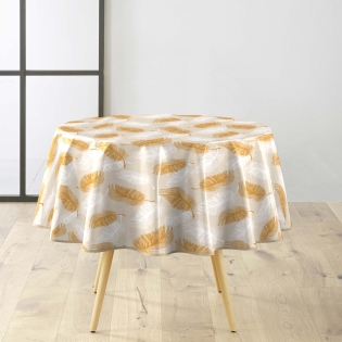 Nappe ronde Ø160 cm PVC imprimé – Finition biais – Paillette Sarina sur Mon Linge de Maison Nappe ronde Ø160 cm PVC imprimé – Finition biais – Paillette Sarina
