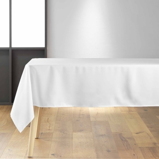 Nappe rectangulaire 140 x 250 cm – Polyester uni – Essentiel Blanc