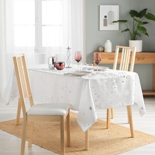 Nappe antitache rectangle 150 x 300 cm – Polyester imprimé – Constellation Blanc sur Mon Linge de Maison Nappe antitache rectangle 150 x 300 cm – Polyester imprimé – Constellation Blanc