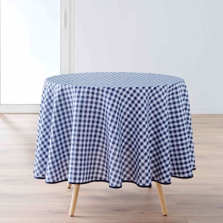 Nappe ronde Ø 180 cm – Polyester fils teints Vichy Bleu sur Mon Linge de Maison Nappe ronde Ø 180 cm – Polyester fils teints Vichy Bleu