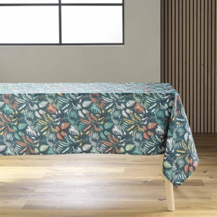 Nappe rectangle 145 x 240 cm polyester imprime stylis Bleu