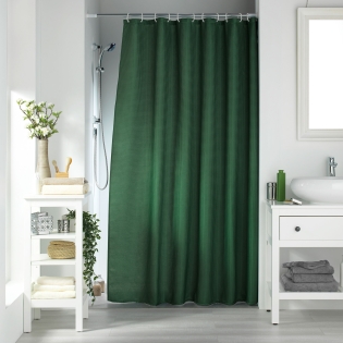Rideau de douche avec crochets - 180 x 200 cm - jacquard uni Quartz Kaki