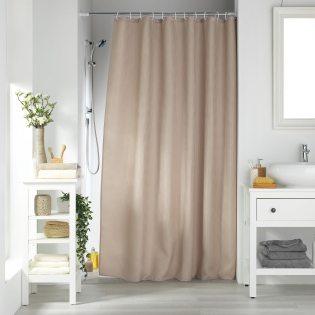 Rideau de douche avec crochets - 180 x 200 cm - jacquard uni Quartz Taupe