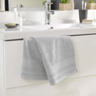 Serviette de toilette 50 x 90 cm eponge unie tendresse Gris Perle