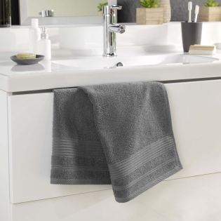 Serviette de toilette 50 x 90 cm eponge unie tendresse Anthracite