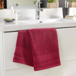 Serviette de toilette 50 x 90 cm eponge unie tendresse Rubis