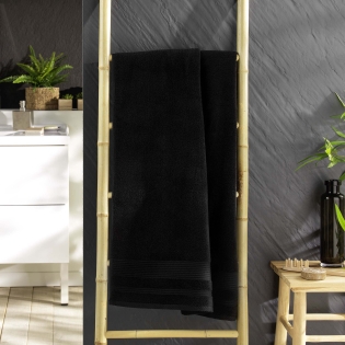 Drap de douche 70 x 130 cm eponge unie tendresse Noir