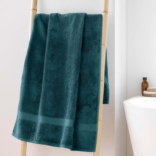 Drap de douche 70 x 130 cm — éponge coton peigné Élégance 600 g/m² - Bleu