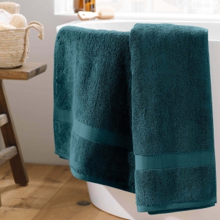 Drap de bain 90 x 150 cm — éponge coton peigné Élégance 600 g/m² - Bleu