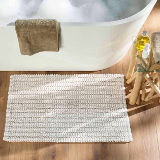 Tapis de bain 50 x 80 cm – Coton fils chenille – Ultra absorbant – Antidérapant – Voltis