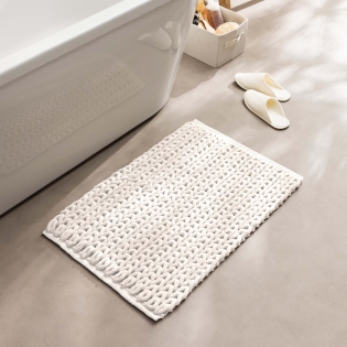 Tapis de bain 50 x 80 cm – Coton / polyester fils chenille – Doux et absorbant – Ariel Naturel
