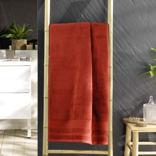 Drap de douche 70 x 130 cm éponge unie tendresse Marsala sur Mon Linge de Maison Drap de douche 70 x 130 cm éponge unie tendresse Marsala