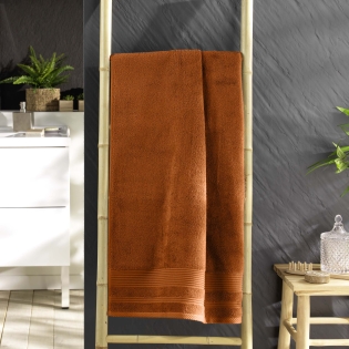 Drap de douche 70 x 130 cm éponge unie tendresse Caramel